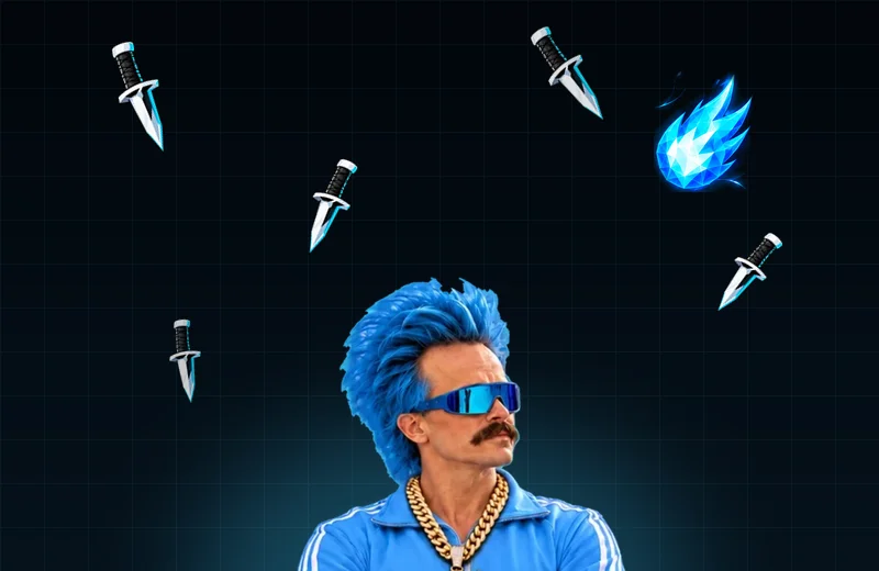 Colt catching falling knives and a blue flame